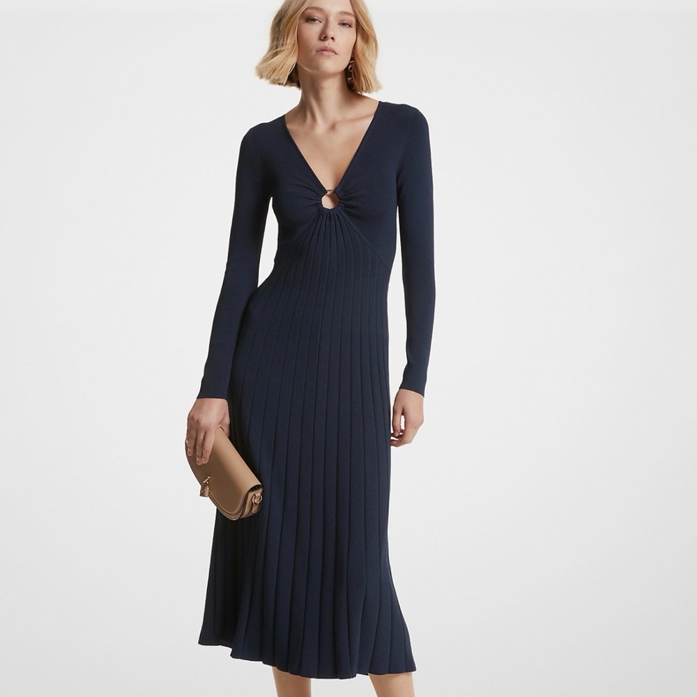 MICHAEL KORS Black Knit Midi Dress
